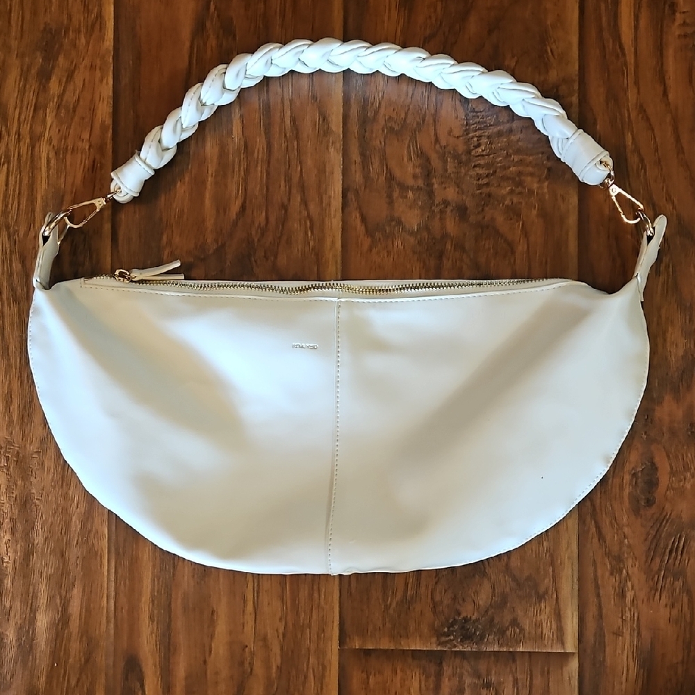 Remi/Reid Anthropologie Vegan Leather Winter White Shoulder Bag